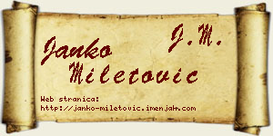 Janko Miletović vizit kartica